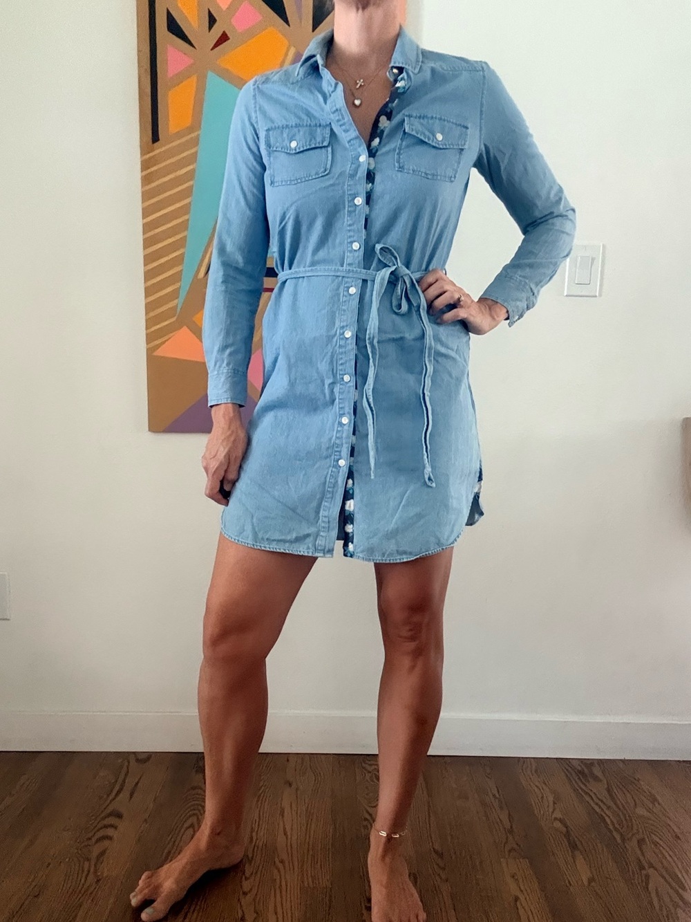 Draper James Light Blue Denim Shirt Dress